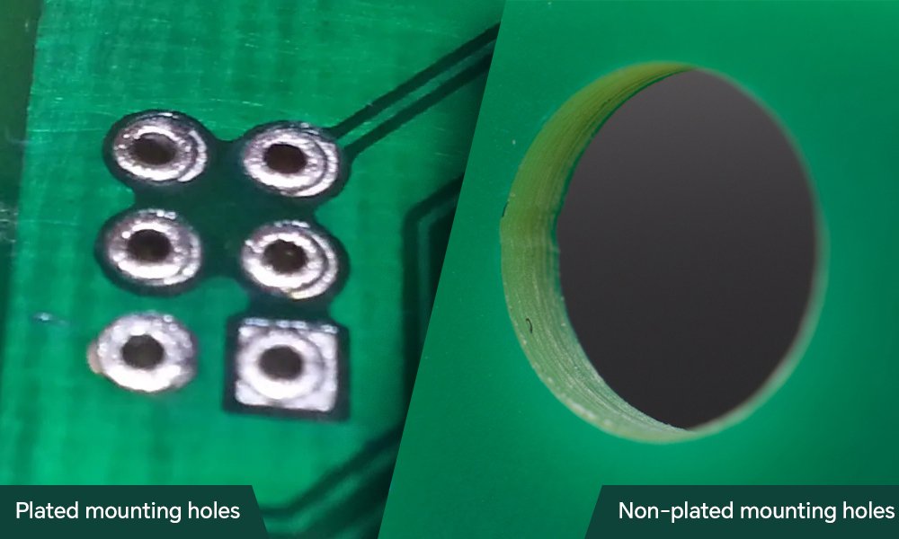 Plated mounting holes and Non-plated mounting holes