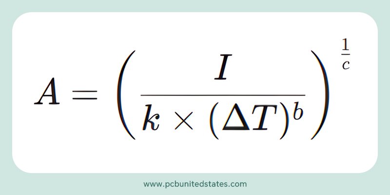 the formula of cross-sectional area(A) rearranging from IPC-2221 formula