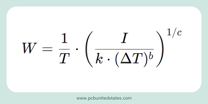 the core formula of trace width(W) that results from IPC-2221 standard