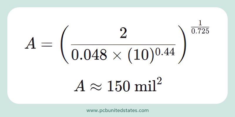 Cross-sectional area result from the IPC-2221 formula